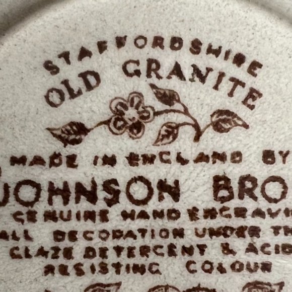 TWO Vtg Johnson Bros "Fruit Sampler" Saucers Staffordshire Old Granite England - Picture 11 of 12